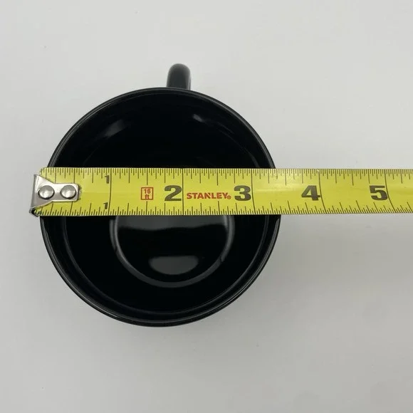 Vintage Newcor Stoneware 8oz Glossy Black Coffee/Tea Mugs Set Of 2, Thailand - Picture 9 of 13